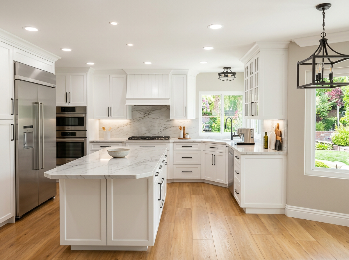 Navy and brass kitchen remodel in Corona